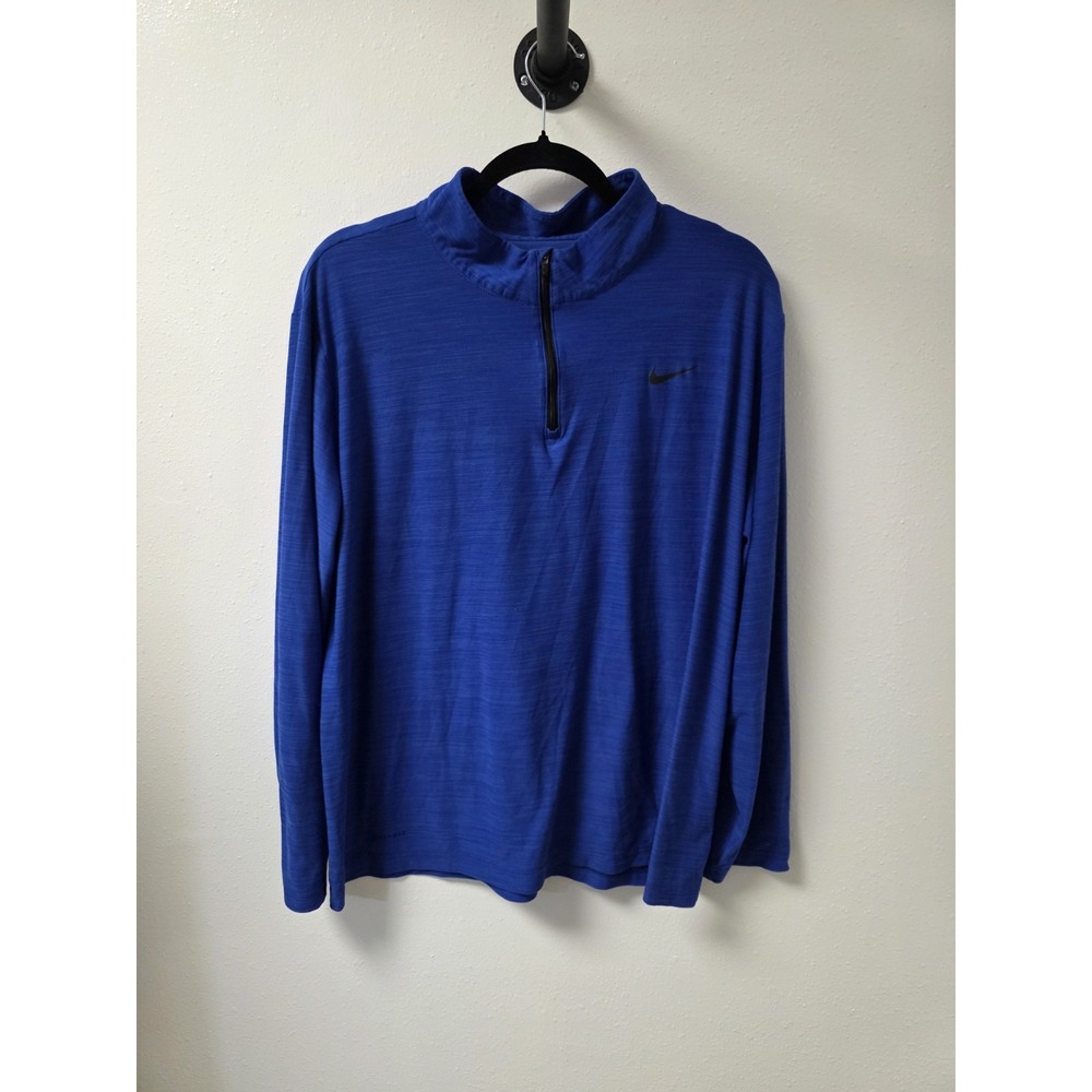 Nike Dri-Fit Men's XL Blue Zip Long Sleeve‎ Golf Running Outdoor Pullover Shirt
